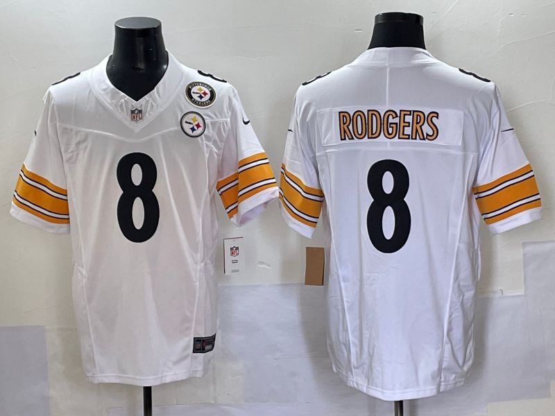 Men 2025 Pittsburgh Steelers #8 Rodgers White Three generations Nike Limited NFL Jersey style 2->pittsburgh steelers->NFL Jersey